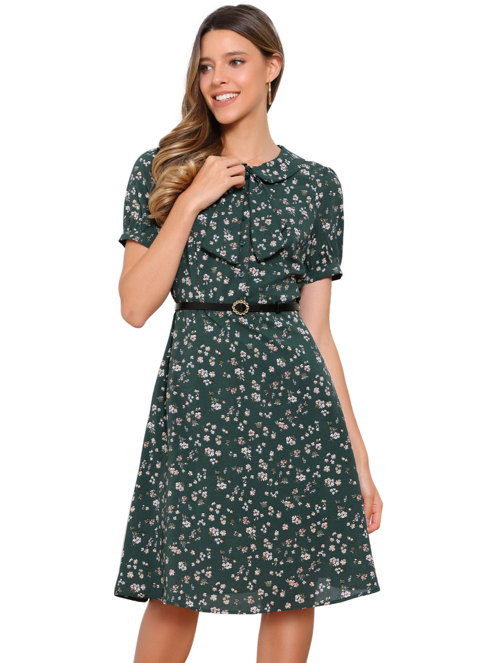 Button Cuff Hidden Zip Dress
