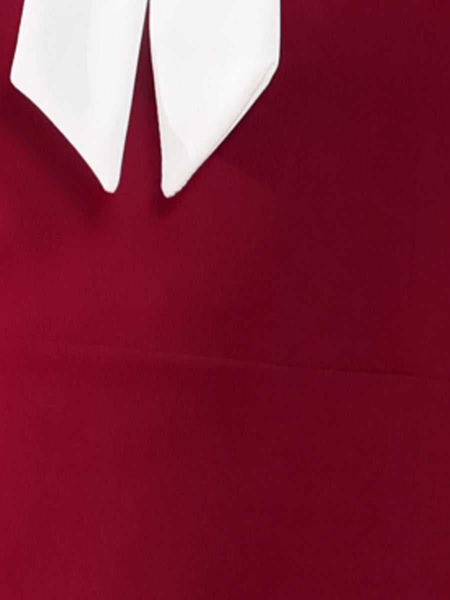 Ruffle Collar Bow Tie Dress