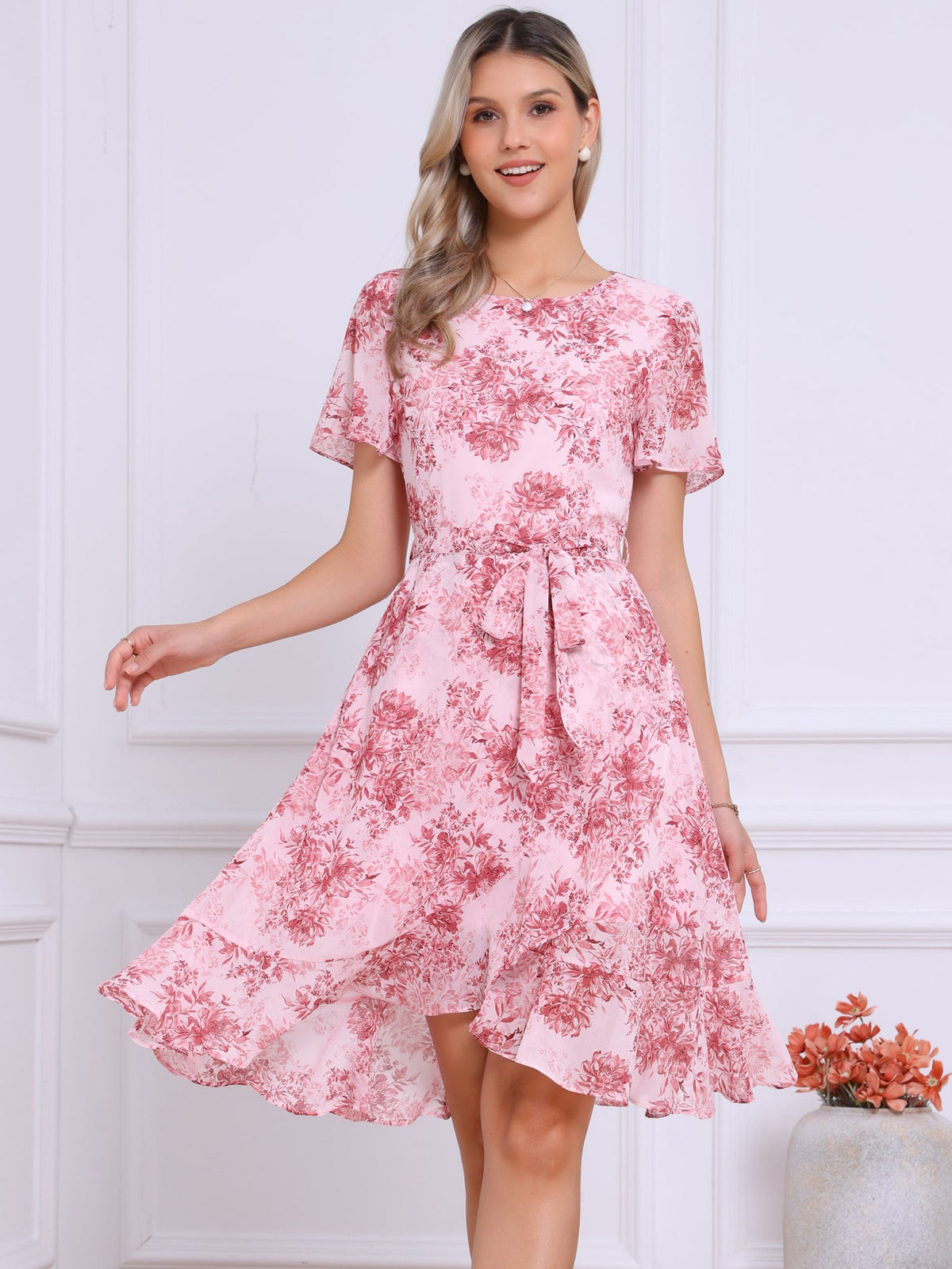 Floral A-Line Mid-Length Dress