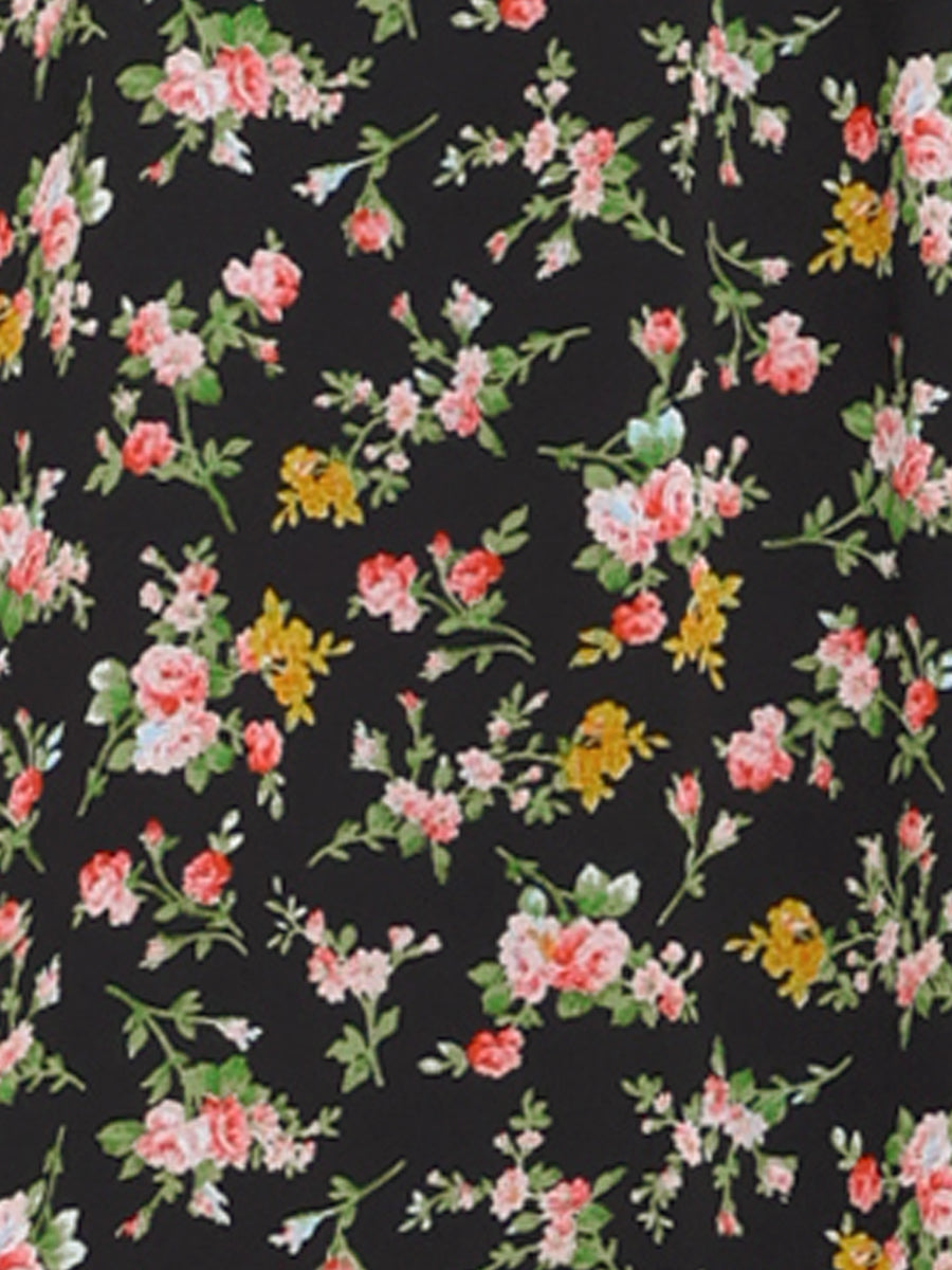 V-Neck Floral Flutter Dress