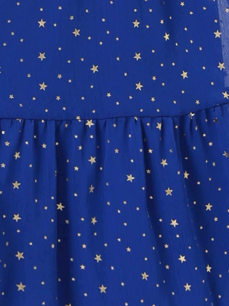 Star Print Sleeveless A-Line Dress