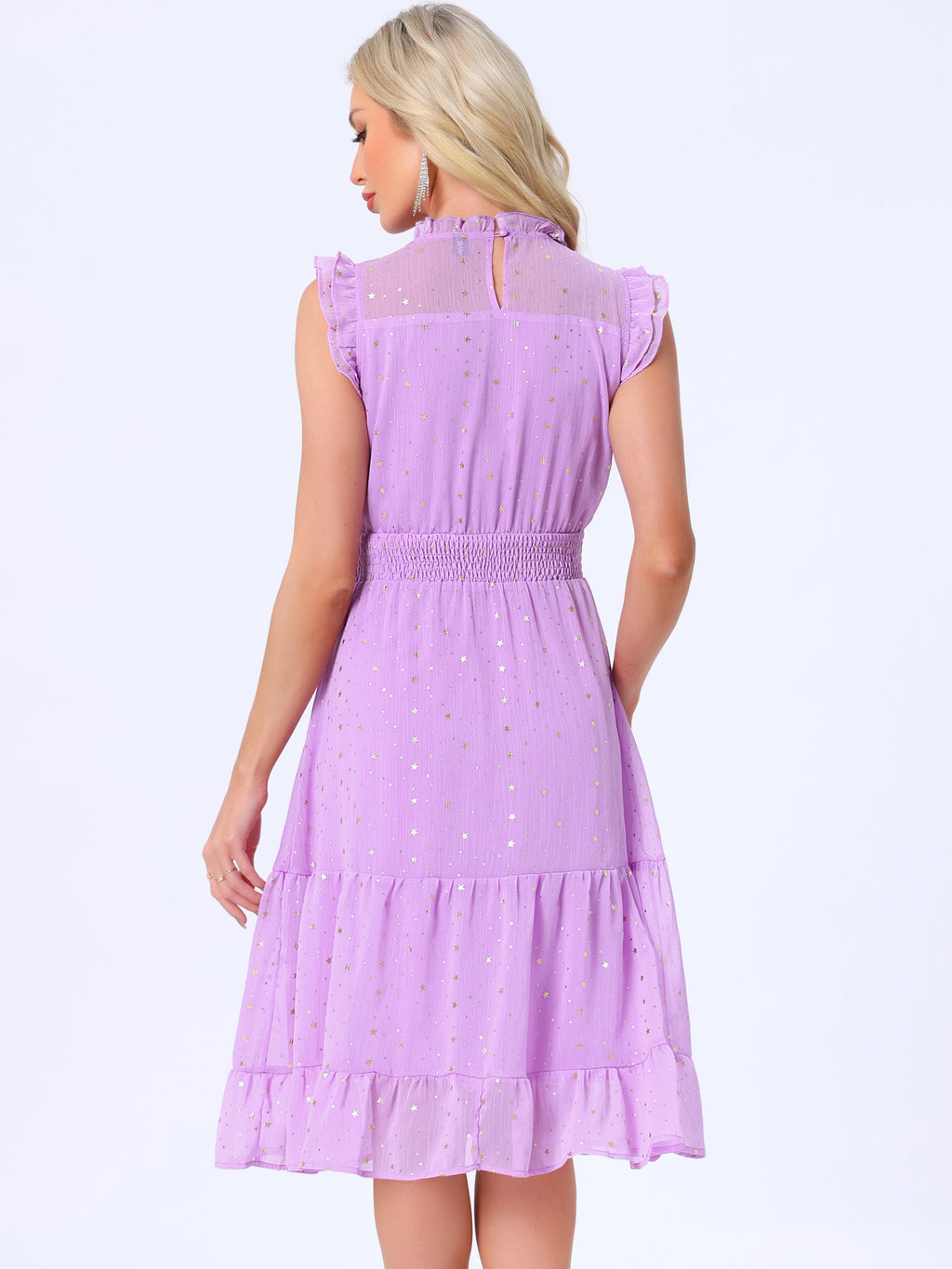 Star Print Sleeveless A-Line Dress