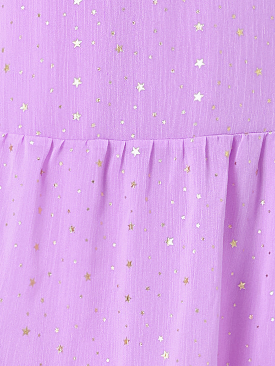 Star Print Sleeveless A-Line Dress