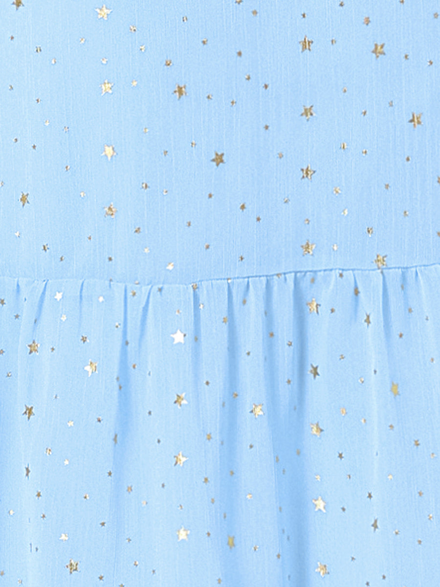 Star Print Sleeveless A-Line Dress