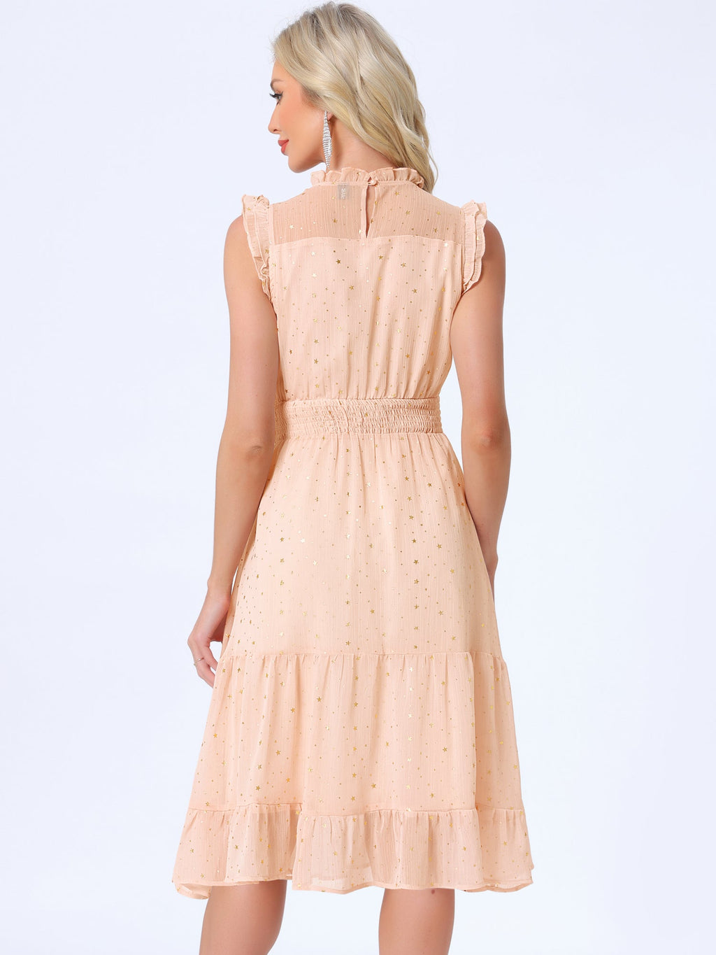 Star Print Sleeveless A-Line Dress