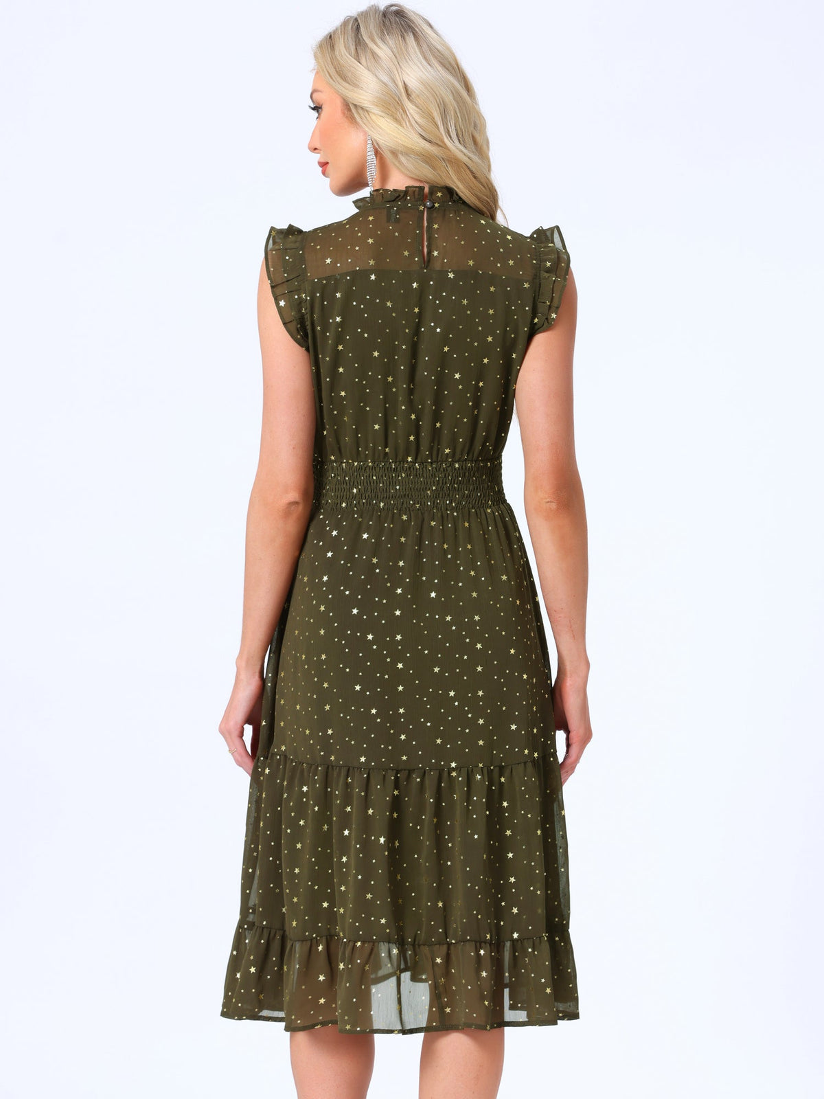 Star Print Sleeveless A-Line Dress