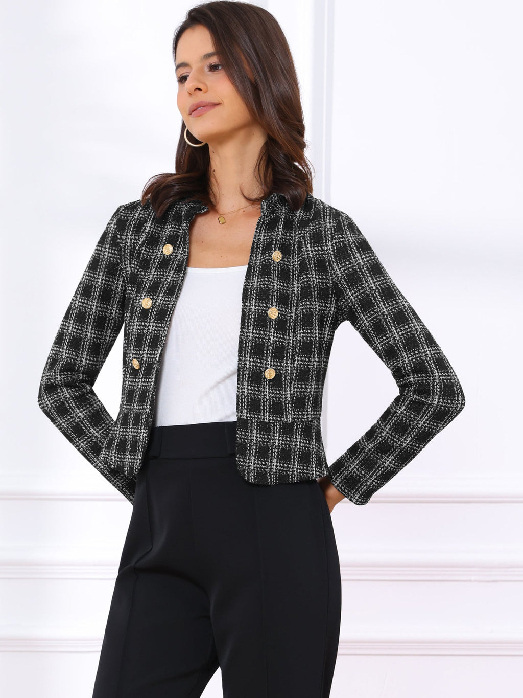 Cotton-Soft Plaid Blazer