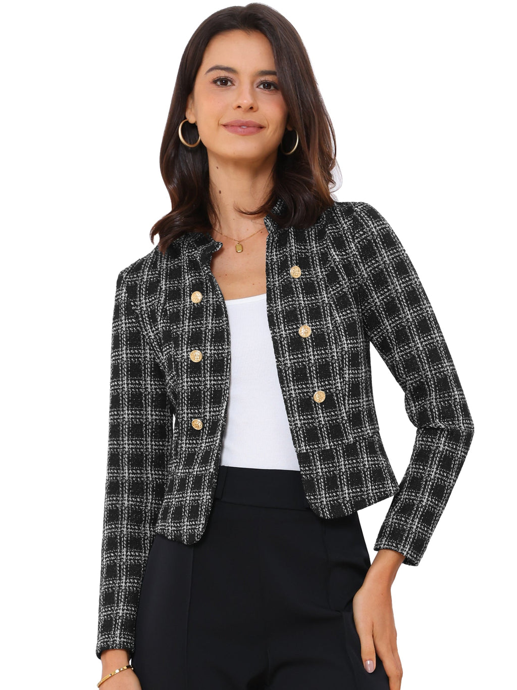 Cotton-Soft Plaid Blazer
