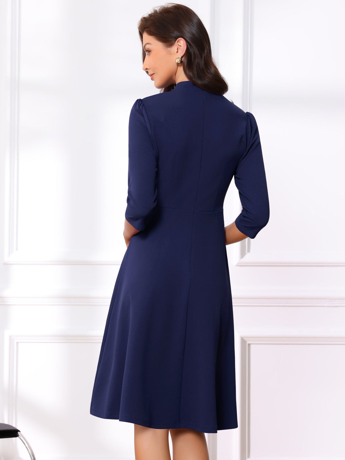 Stand-Collar Zipper 3/4 Blazer