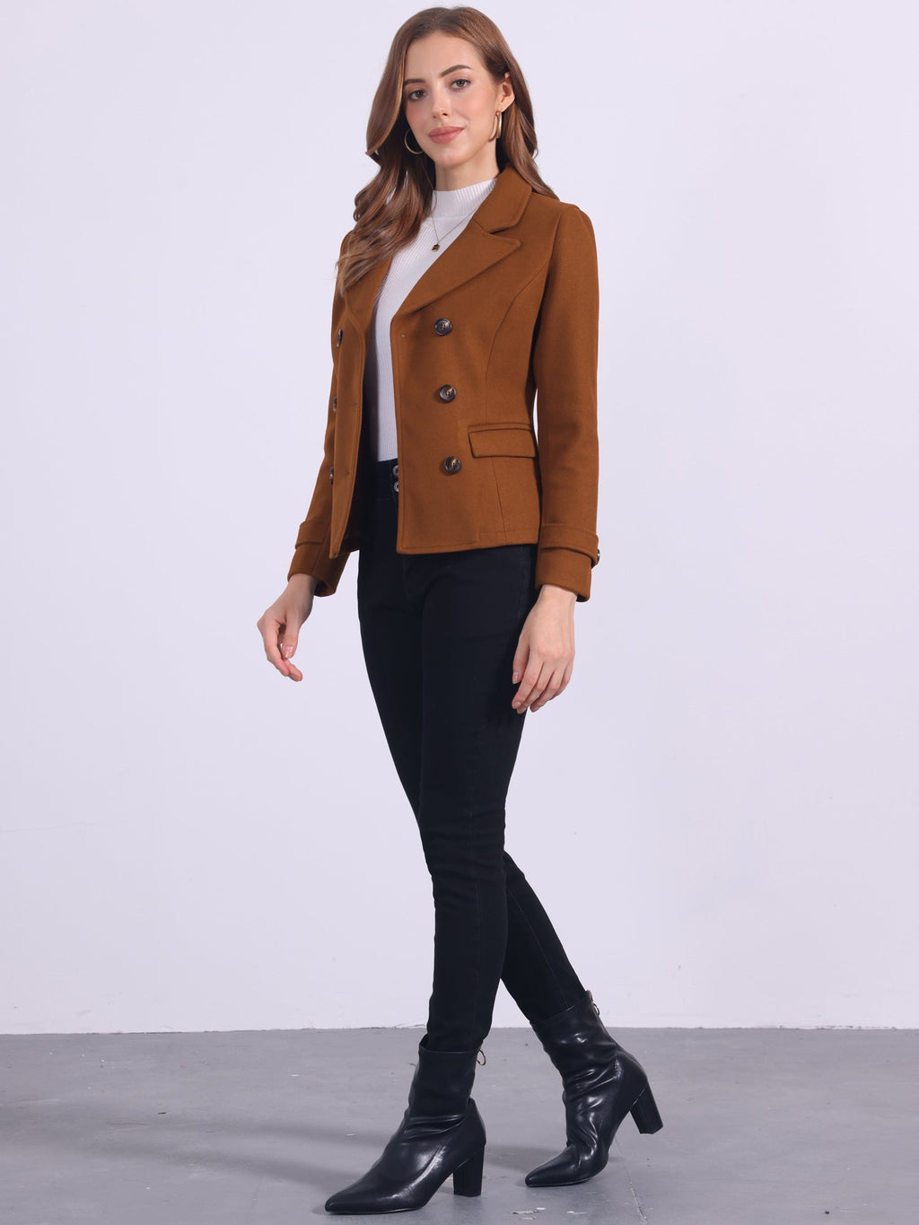 Button Cuff Double-Breasted Overcoat