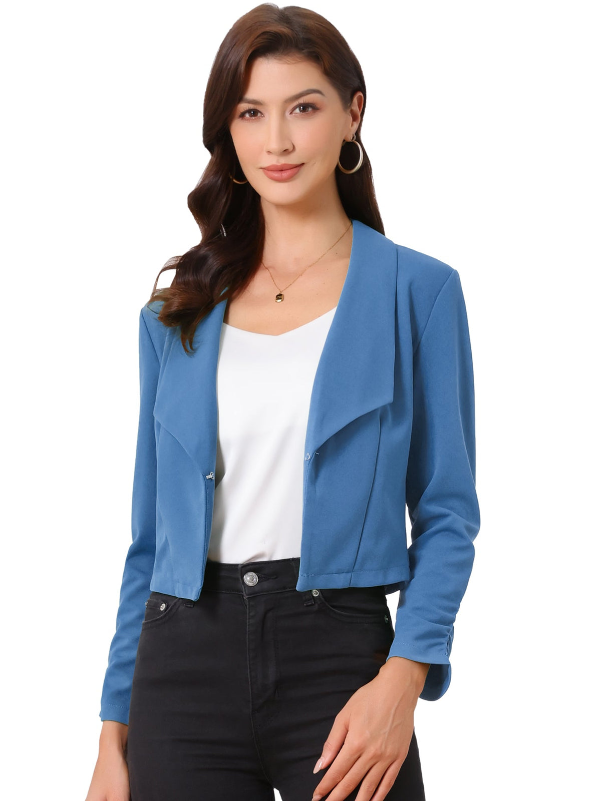 Open-Front Fitted Hook Blazer