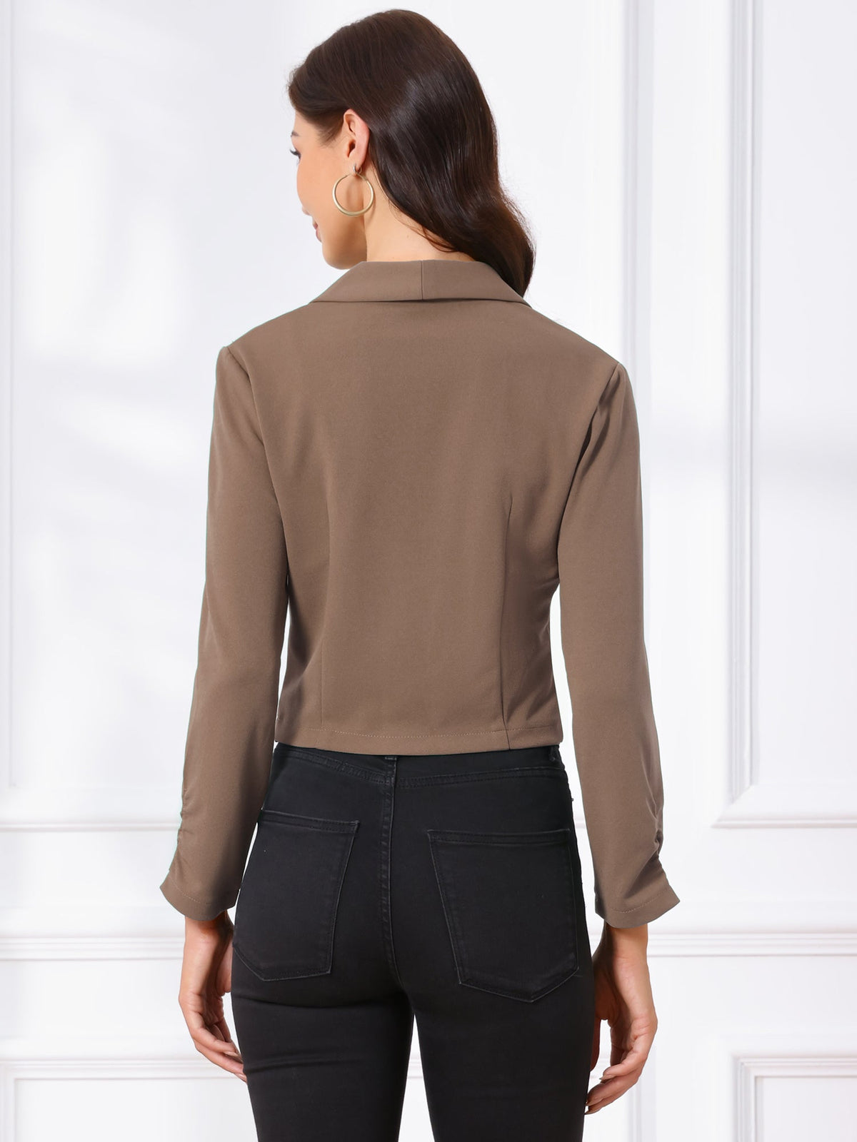 Open-Front Fitted Hook Blazer