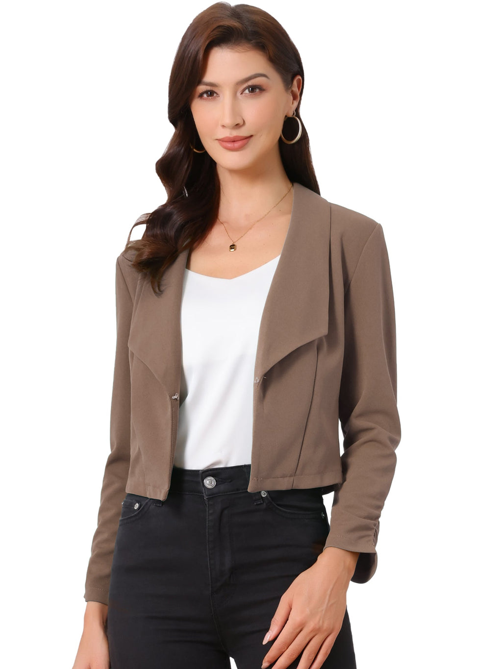 Open-Front Fitted Hook Blazer