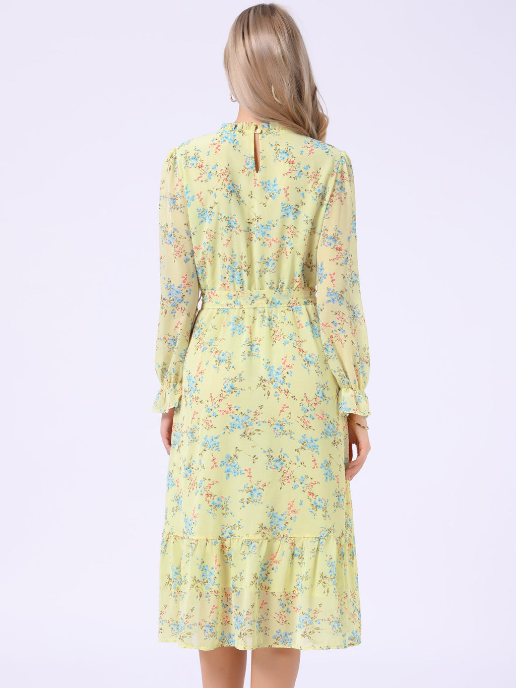 A-Line Long-Sleeve Floral Dress