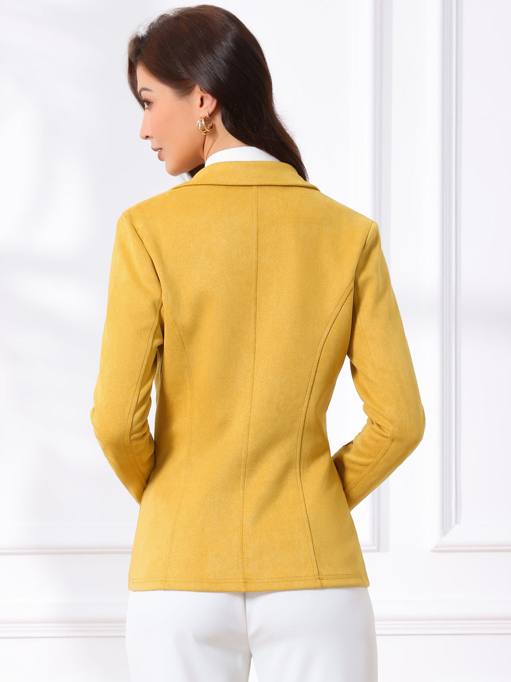 Stretch Solid Faux Suede Blazer