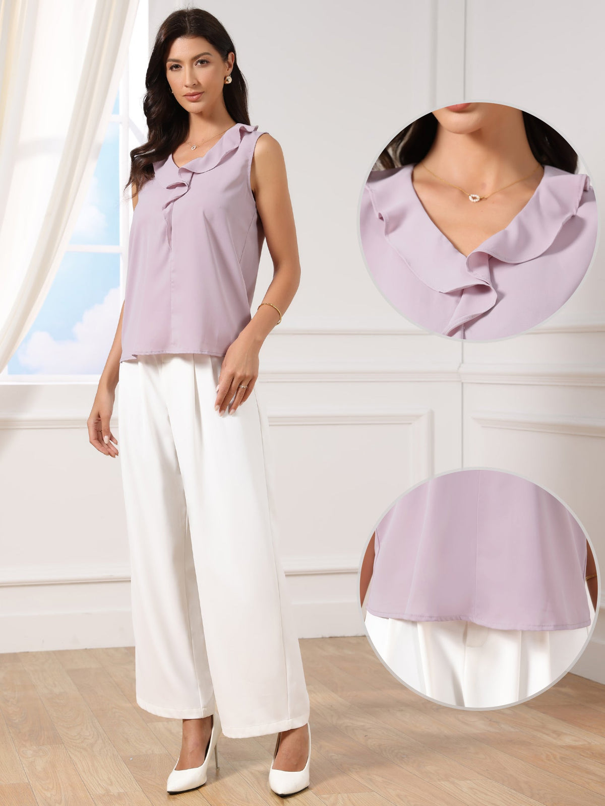 legant Ruffle V-Neck Tank