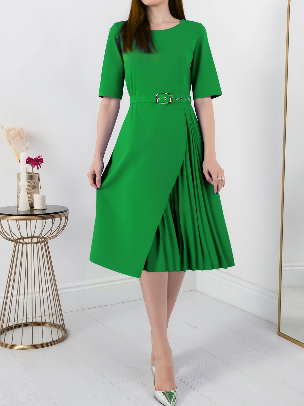 Spandex Work Short-Sleeve Dress