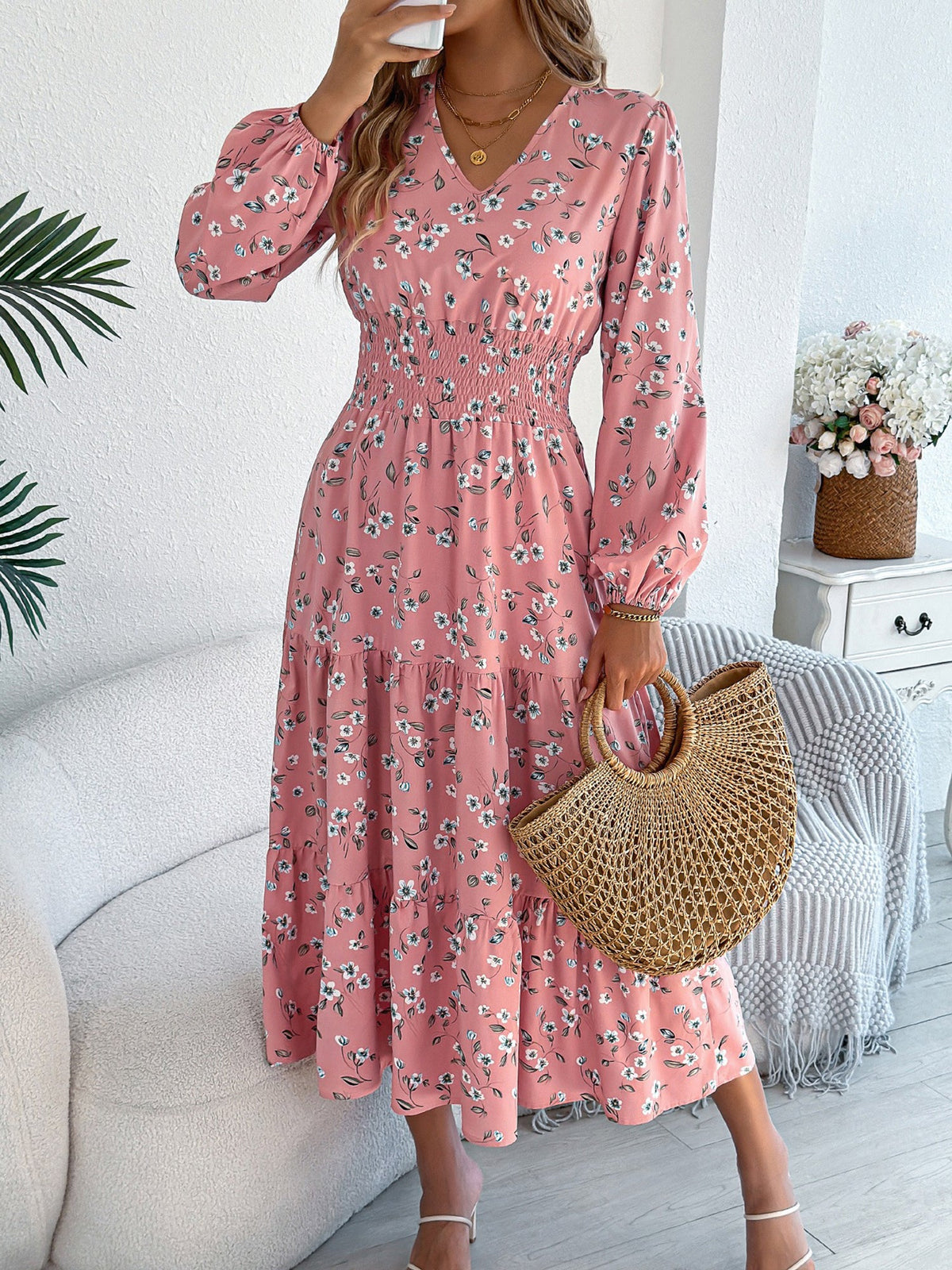 Floral Long-Sleeve Spring/Fall Dress