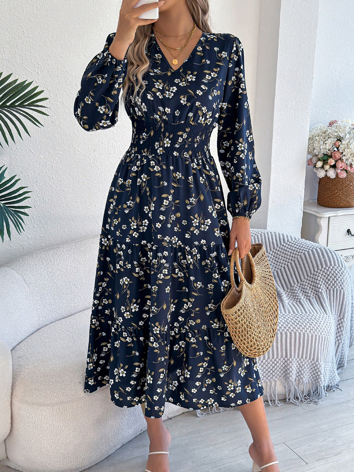 Floral Long-Sleeve Spring/Fall Dress