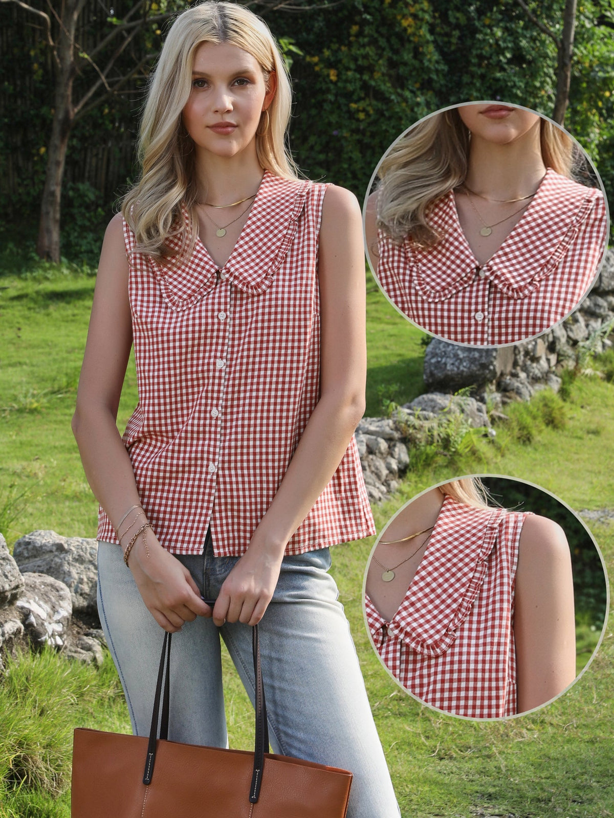 Retro Ruffle Button-Up Top