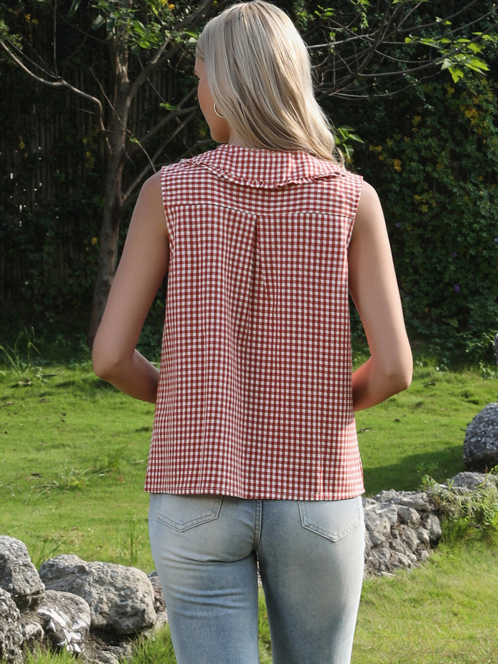 Retro Ruffle Button-Up Top