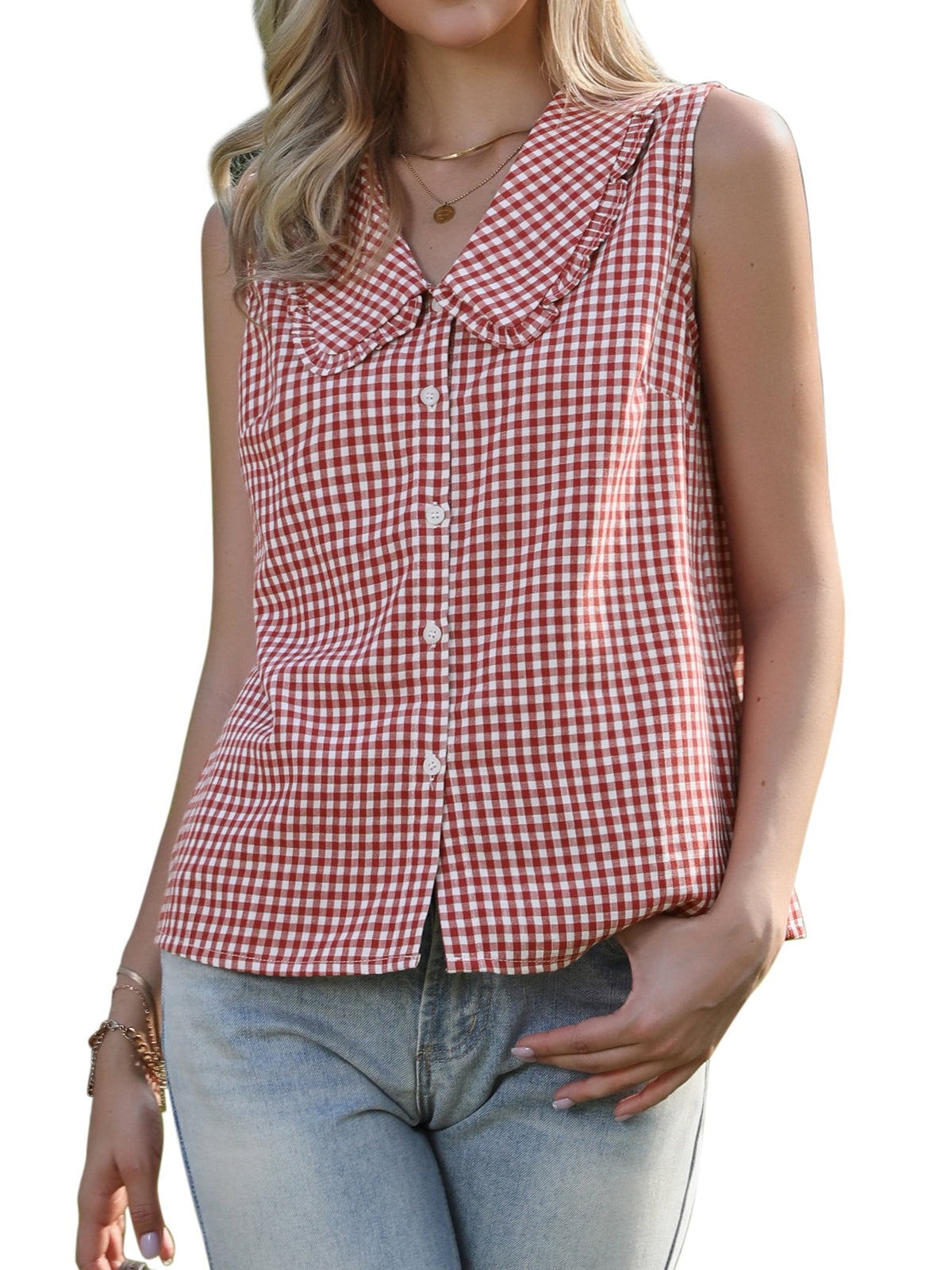 Retro Ruffle Button-Up Top
