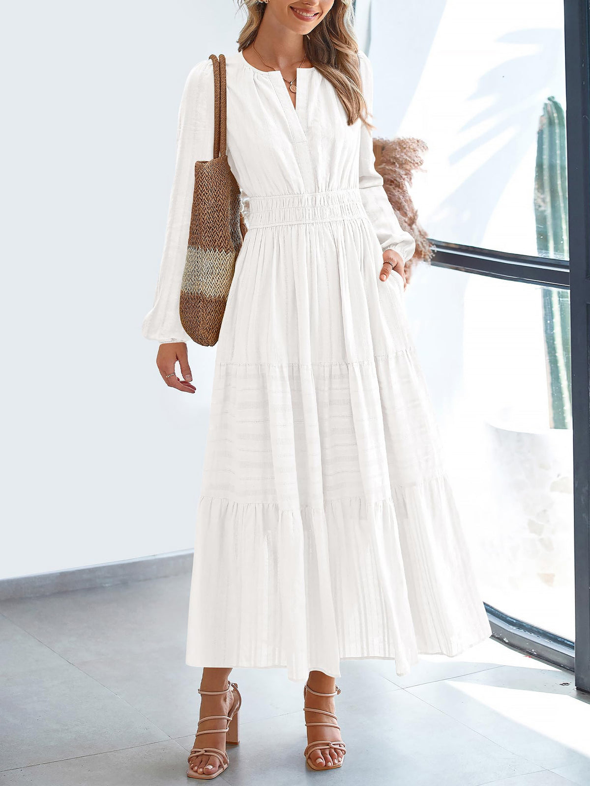 Cotton Long-Sleeve Dress