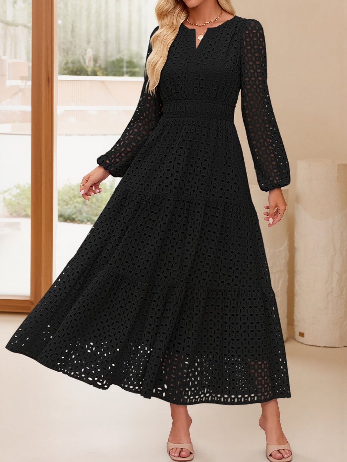 Cotton Long-Sleeve Casual Dress