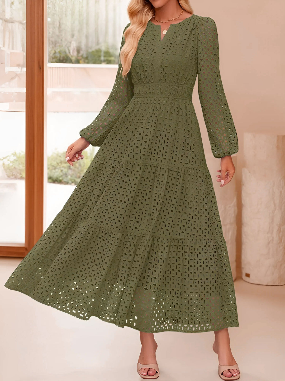 Cotton Long-Sleeve Casual Dress