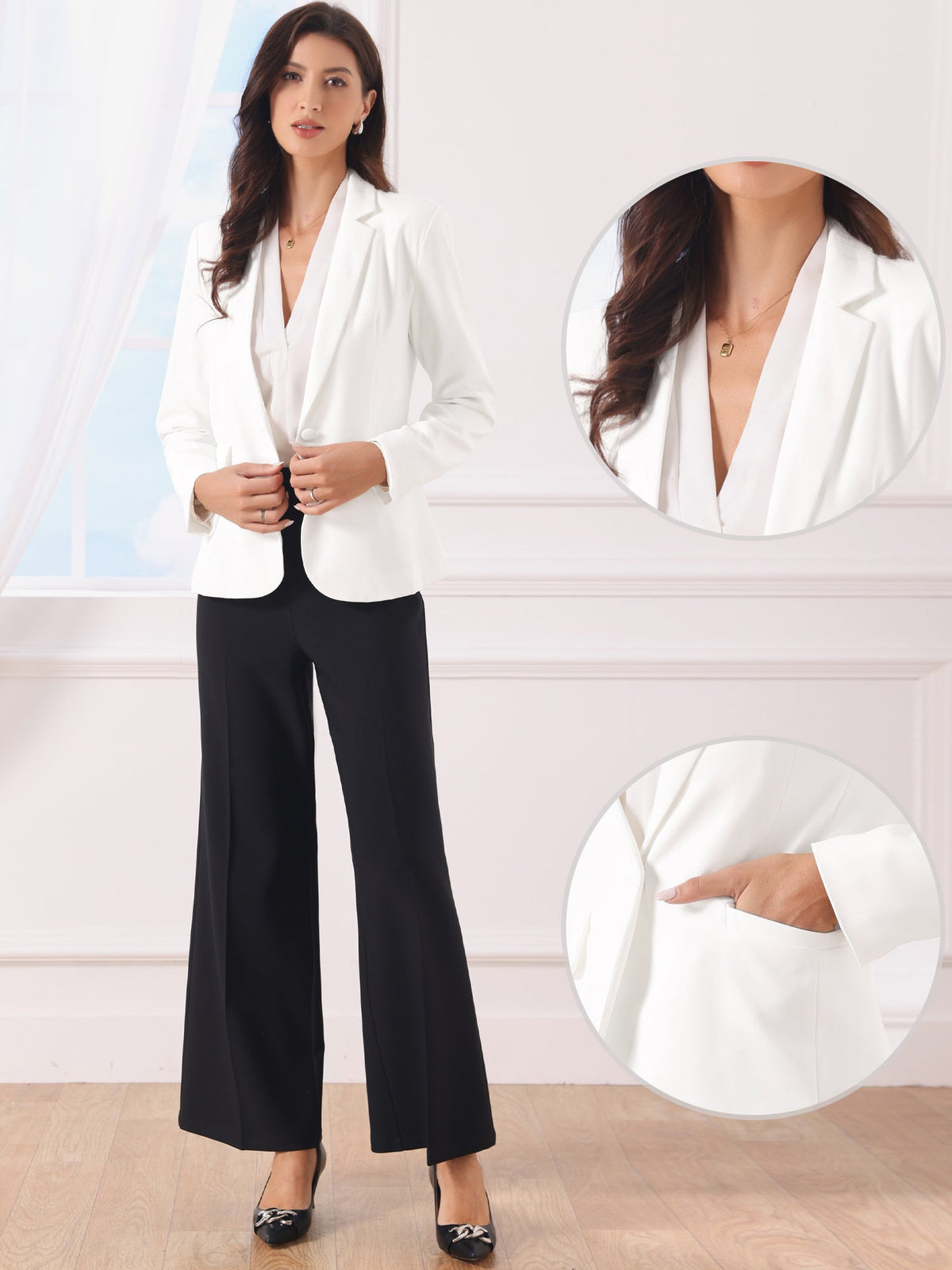 High-Stretch Solid Workwear Blazer