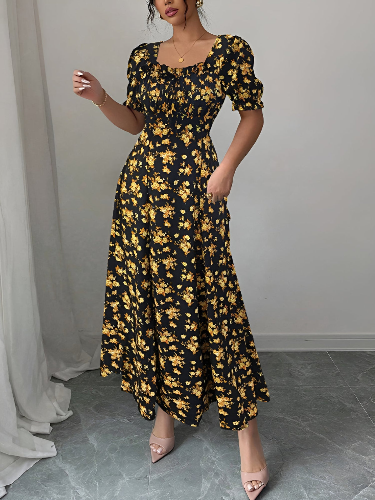 Floral Short-Sleeve Everyday Dress