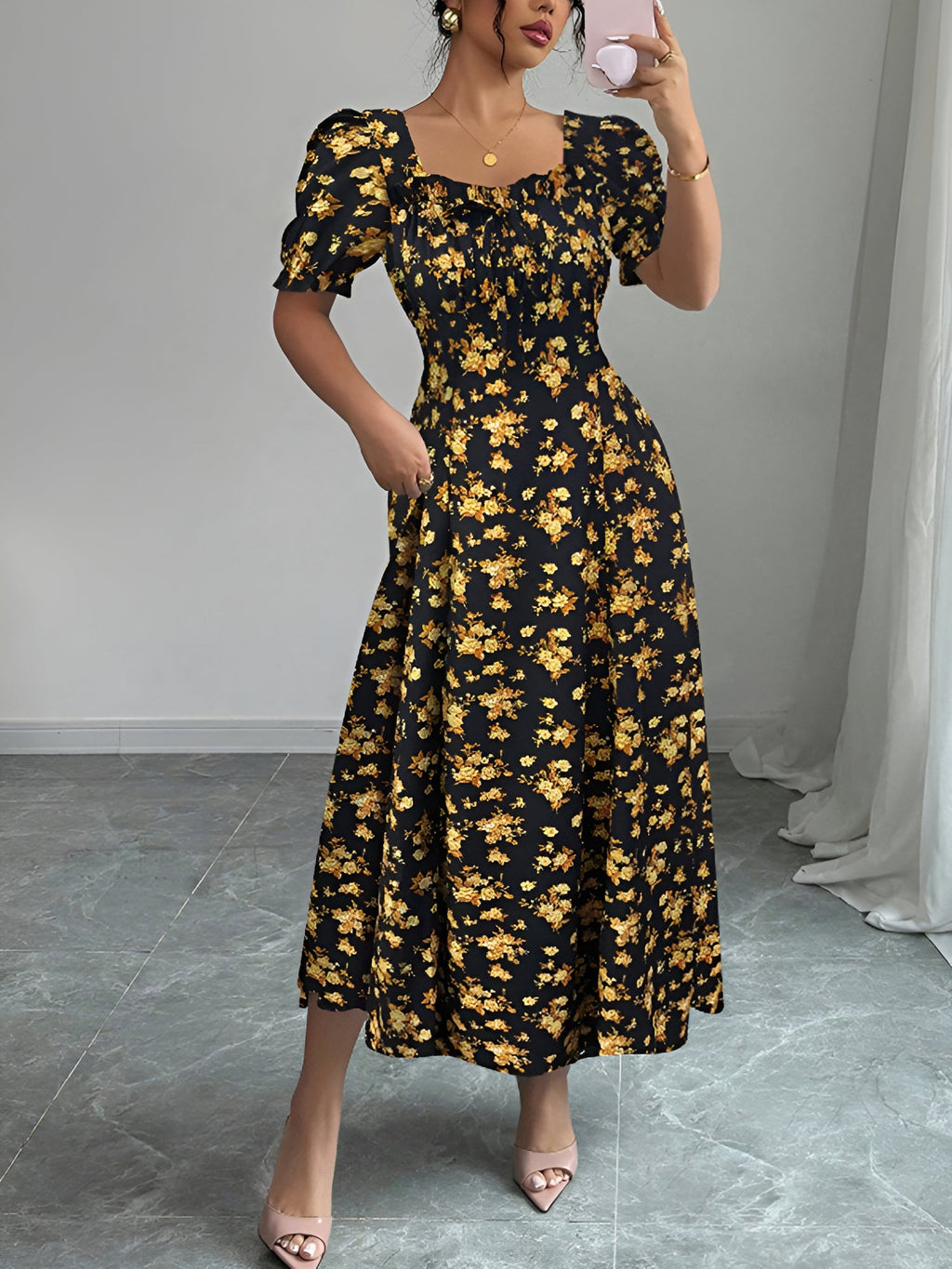 Floral Short-Sleeve Everyday Dress