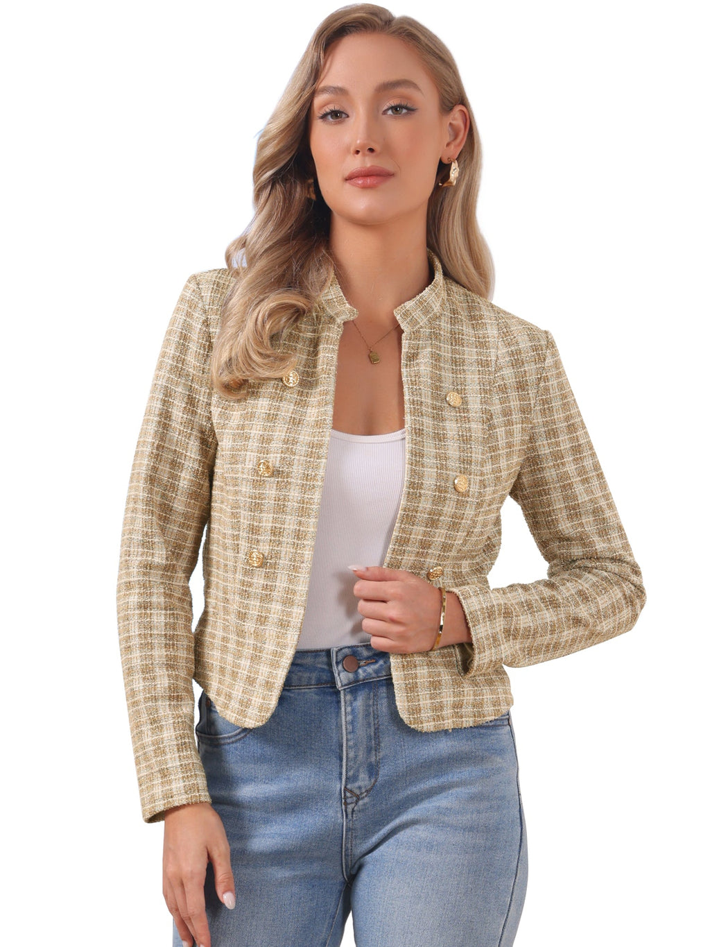 Cotton-Soft Plaid Blazer