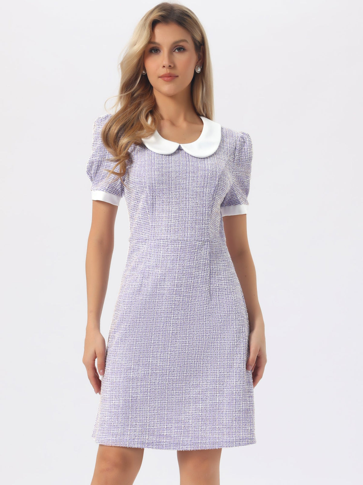 Spring Plaid Short-Sleeve Dress