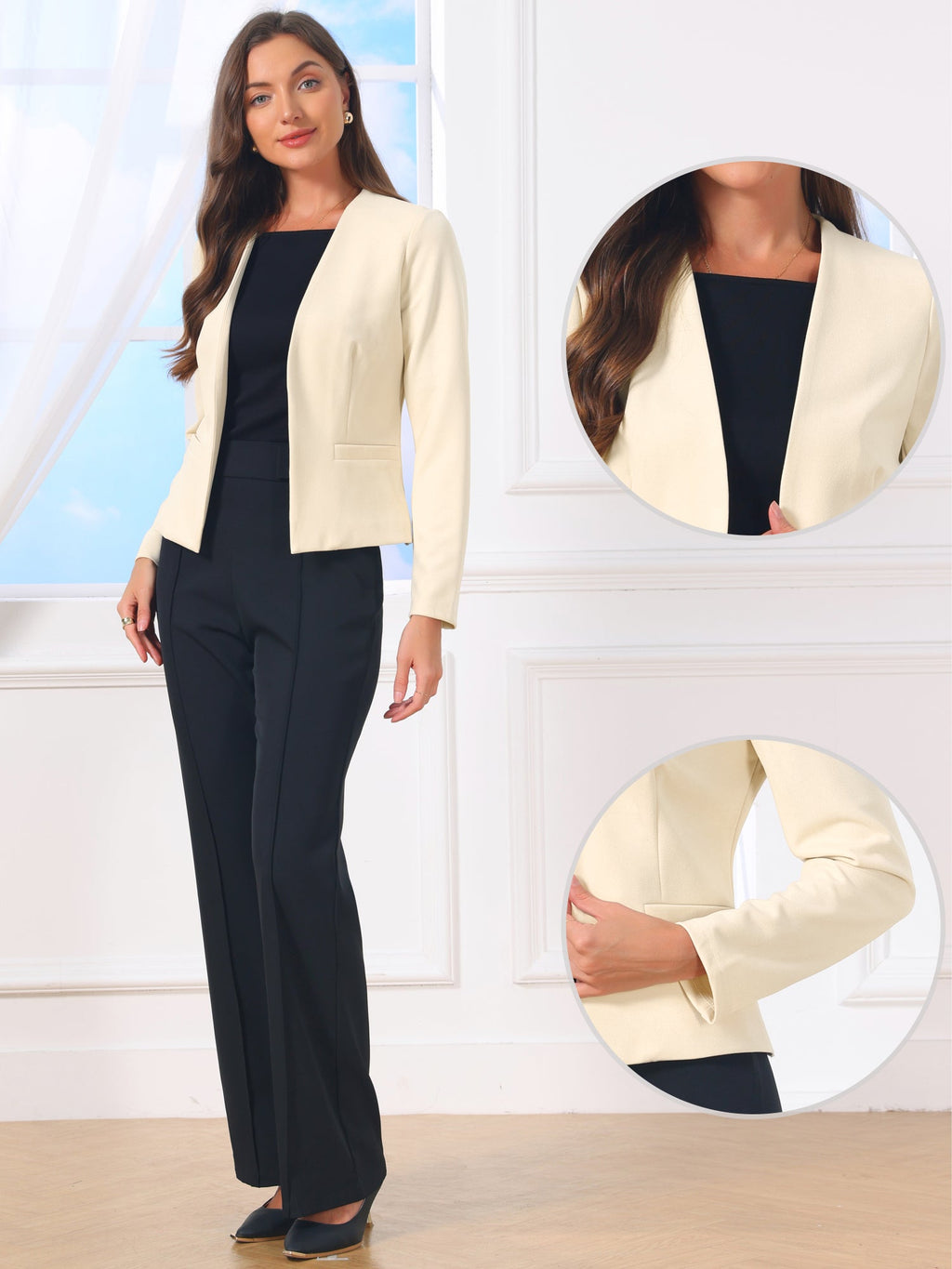 Cinched-Pleat Stretch Blazer