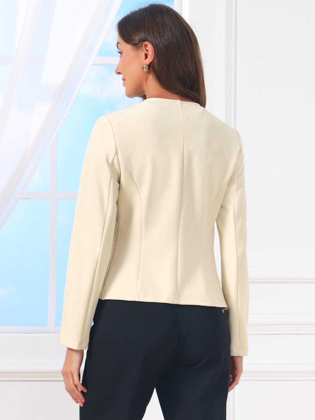 Cinched-Pleat Stretch Blazer