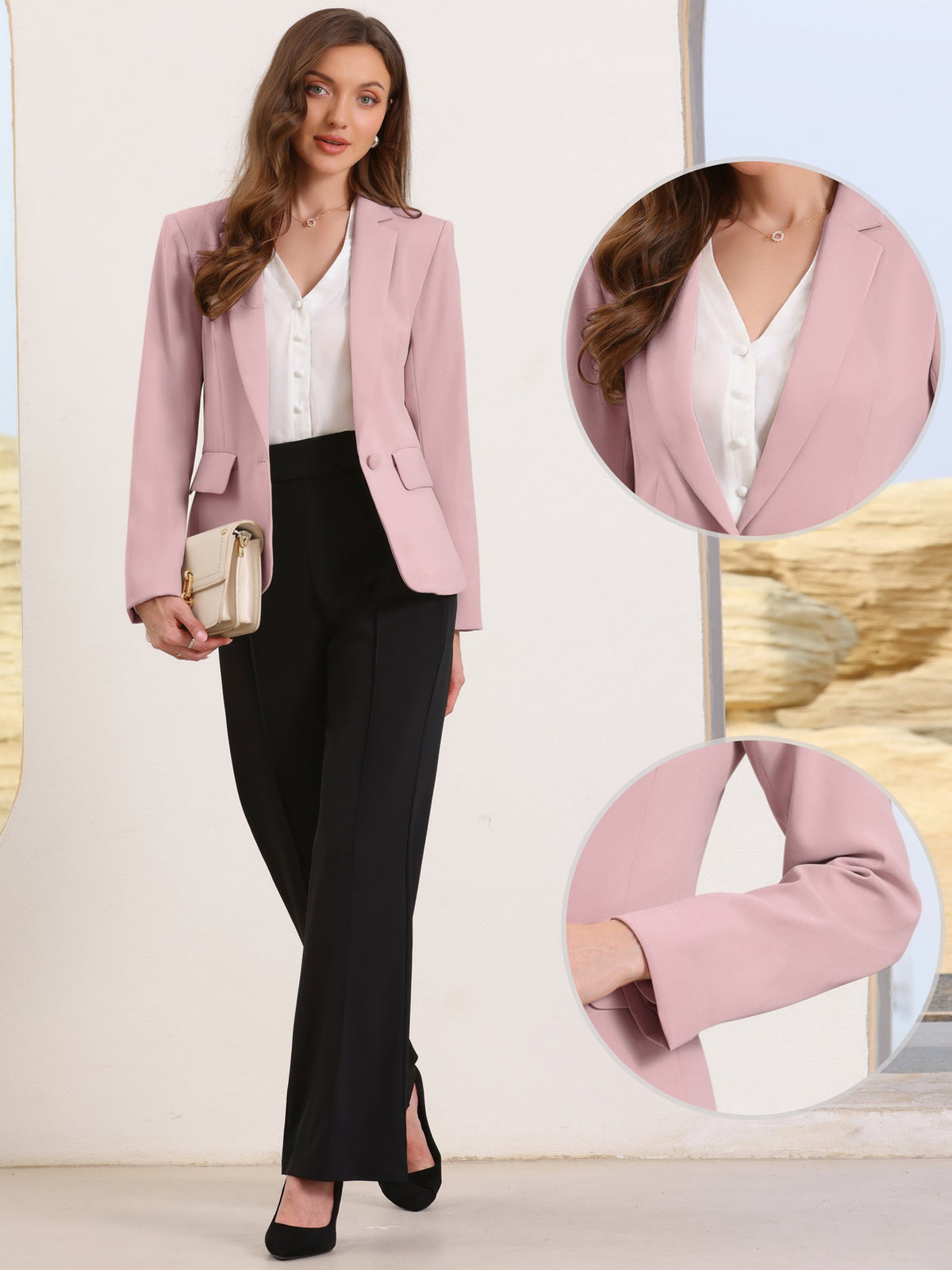 High-Stretch Solid Workwear Blazer