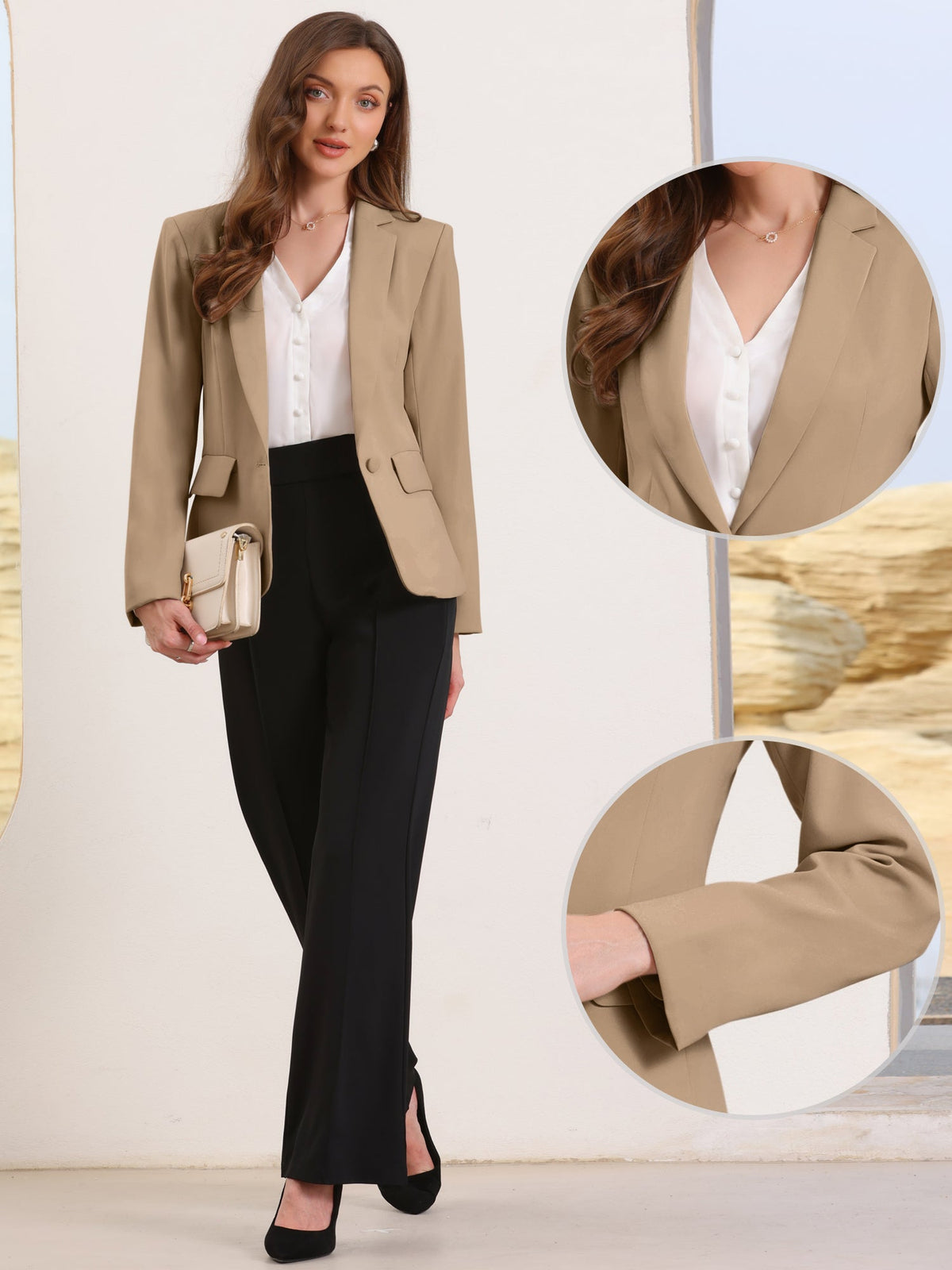 High-Stretch Solid Workwear Blazer