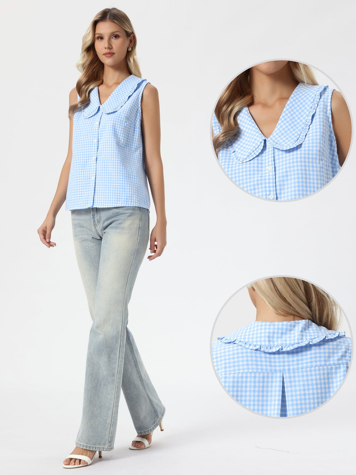Retro Ruffle Button-Up Top