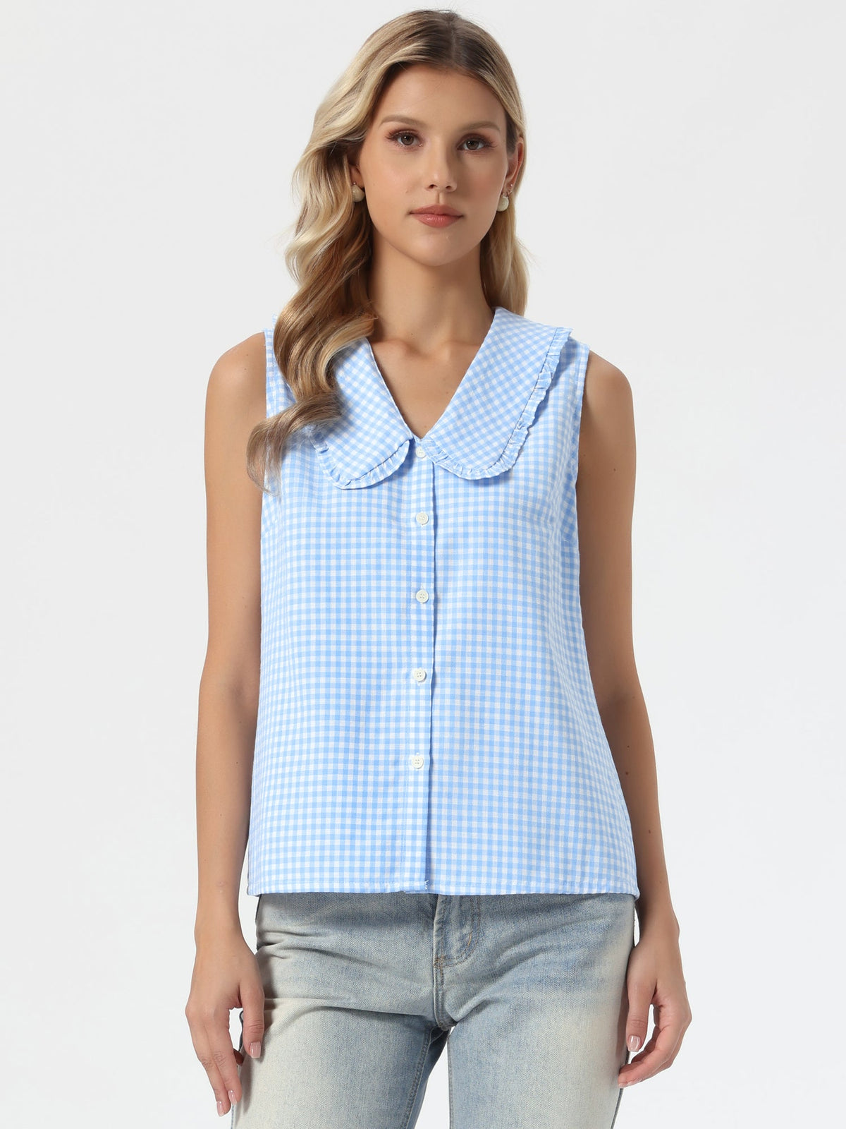 Retro Ruffle Button-Up Top