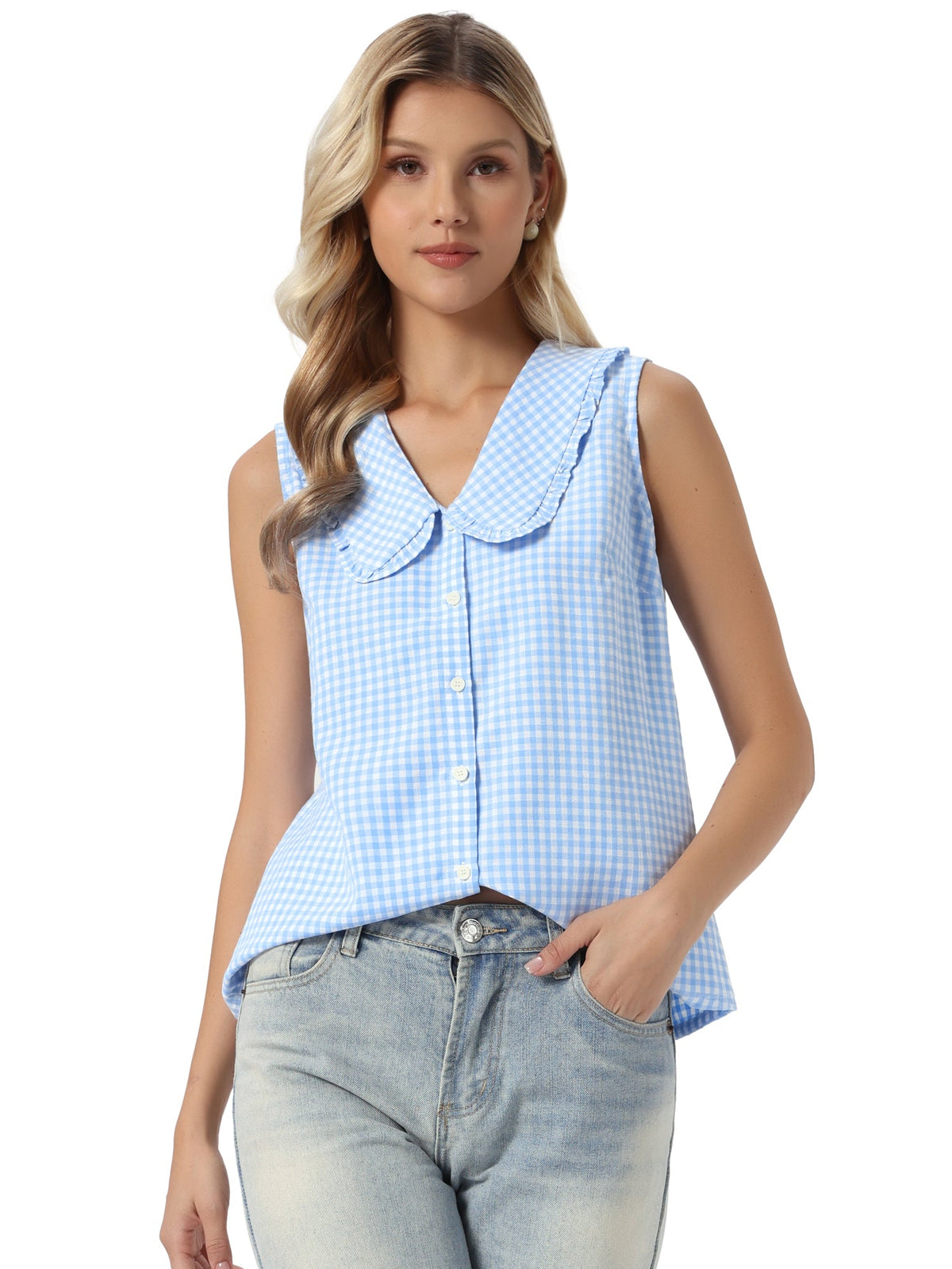 Retro Ruffle Button-Up Top