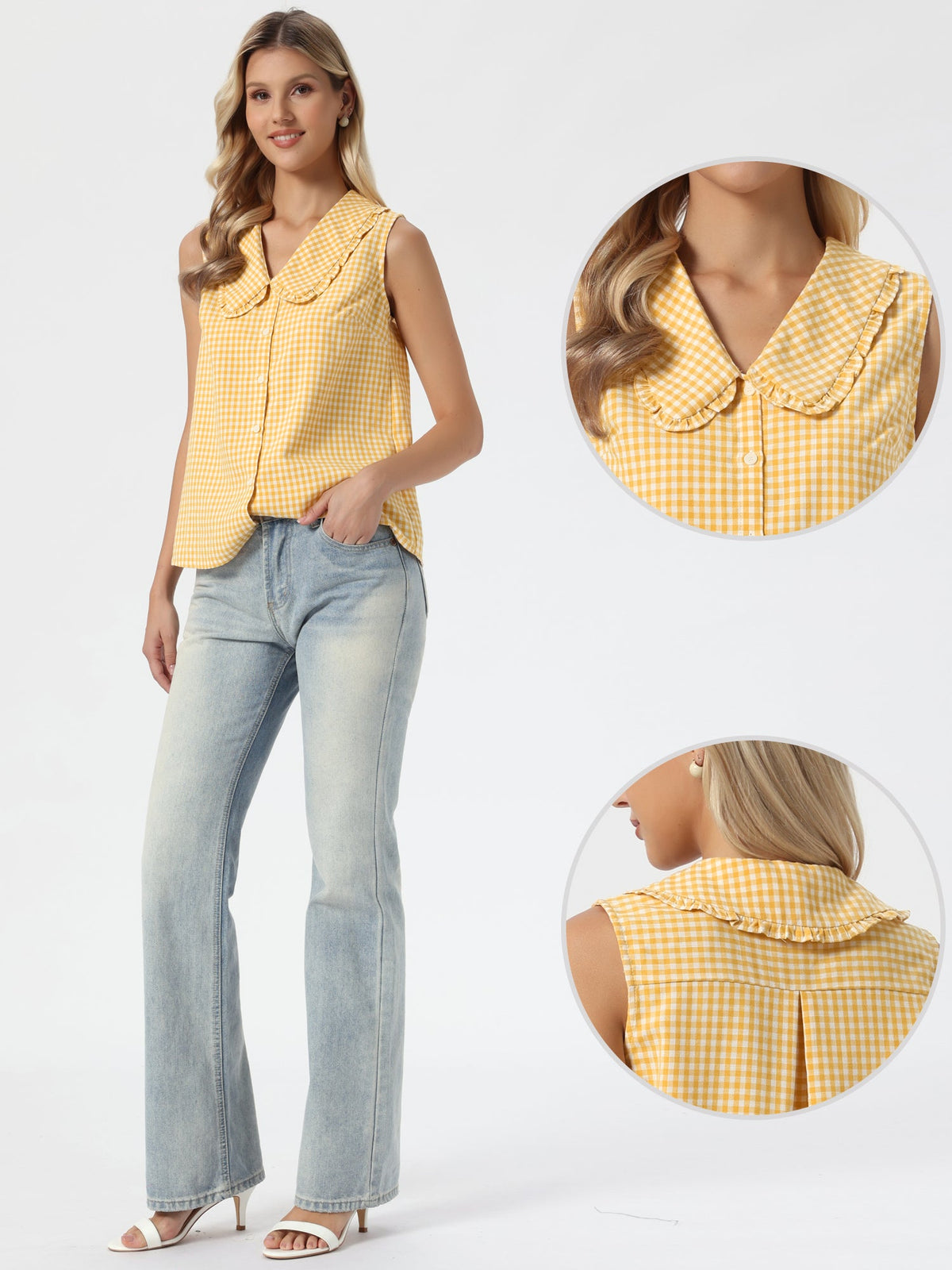 Retro Ruffle Button-Up Top