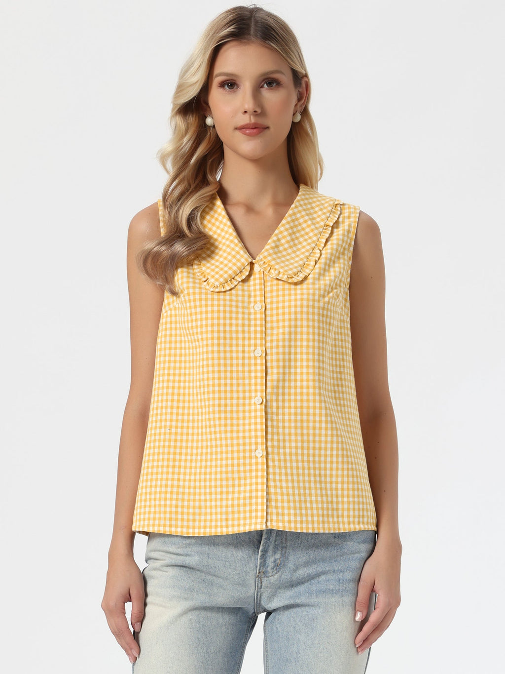Retro Ruffle Button-Up Top