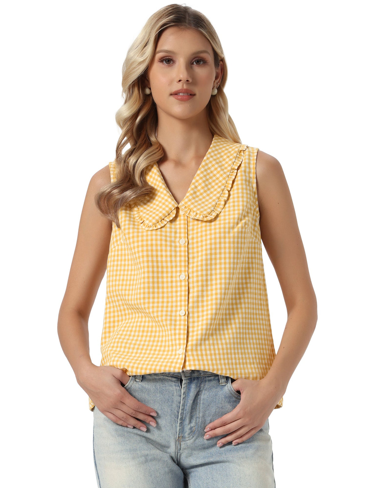 Retro Ruffle Button-Up Top