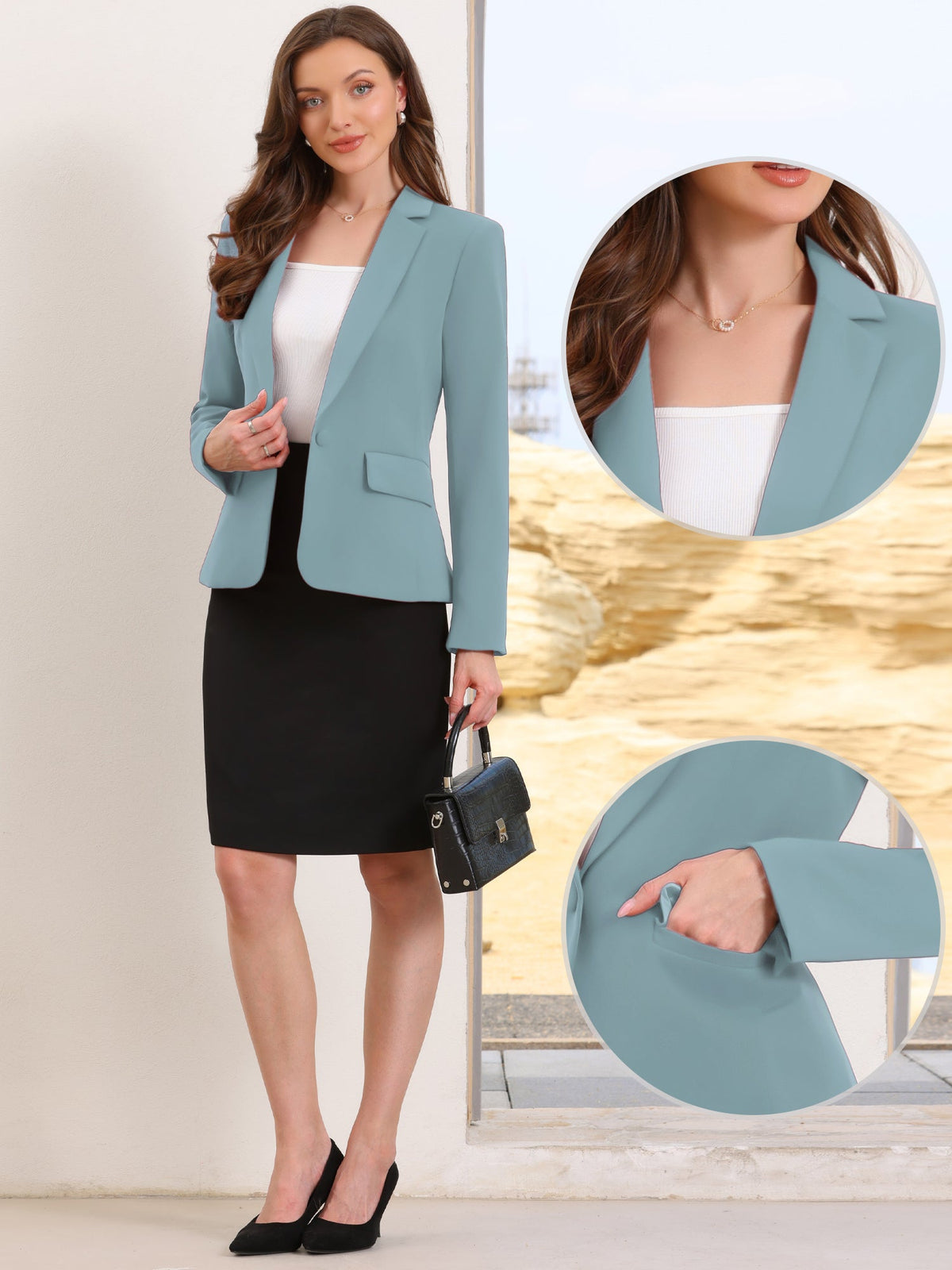 High-Stretch Solid Workwear Blazer