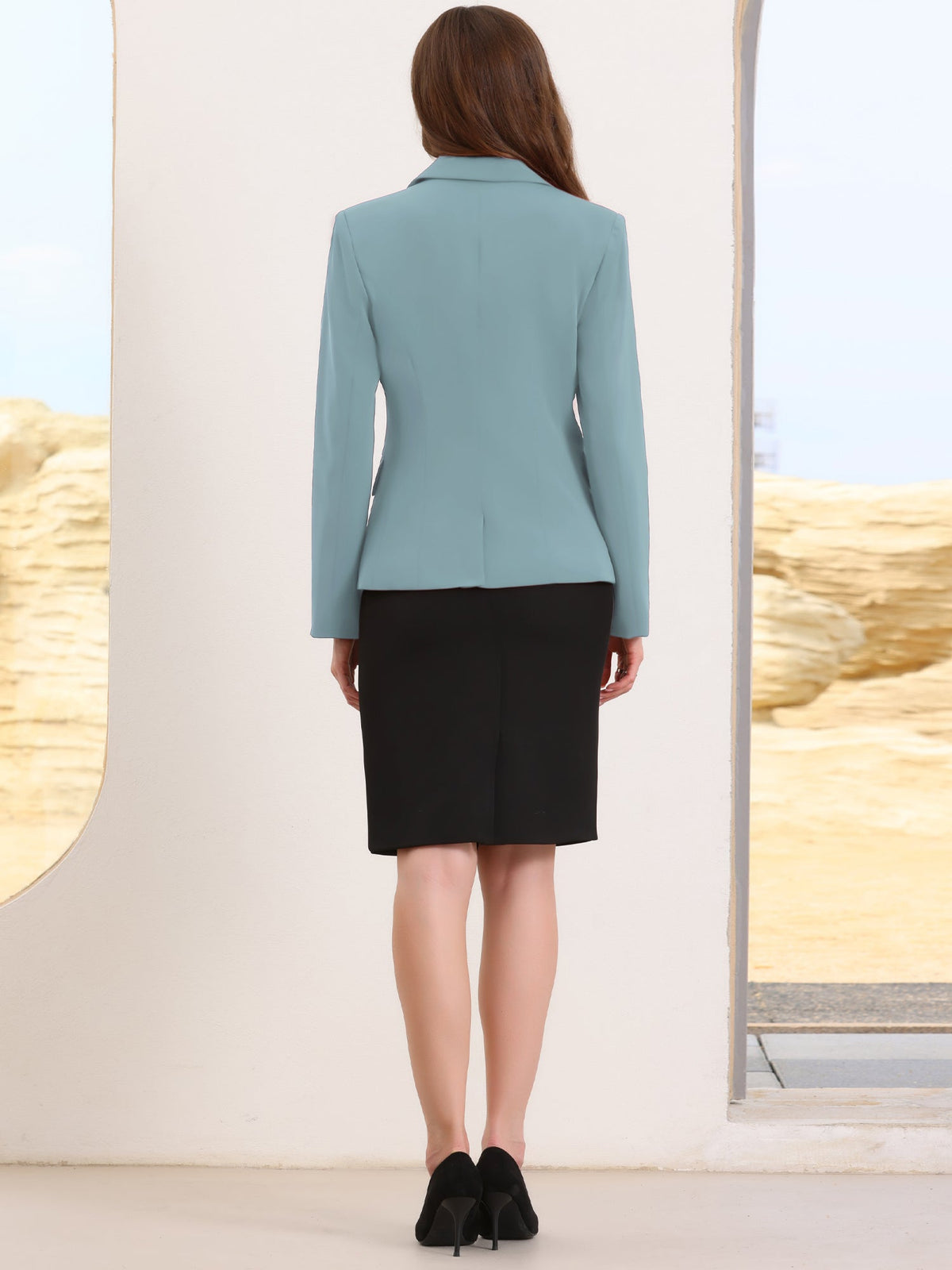 High-Stretch Solid Workwear Blazer