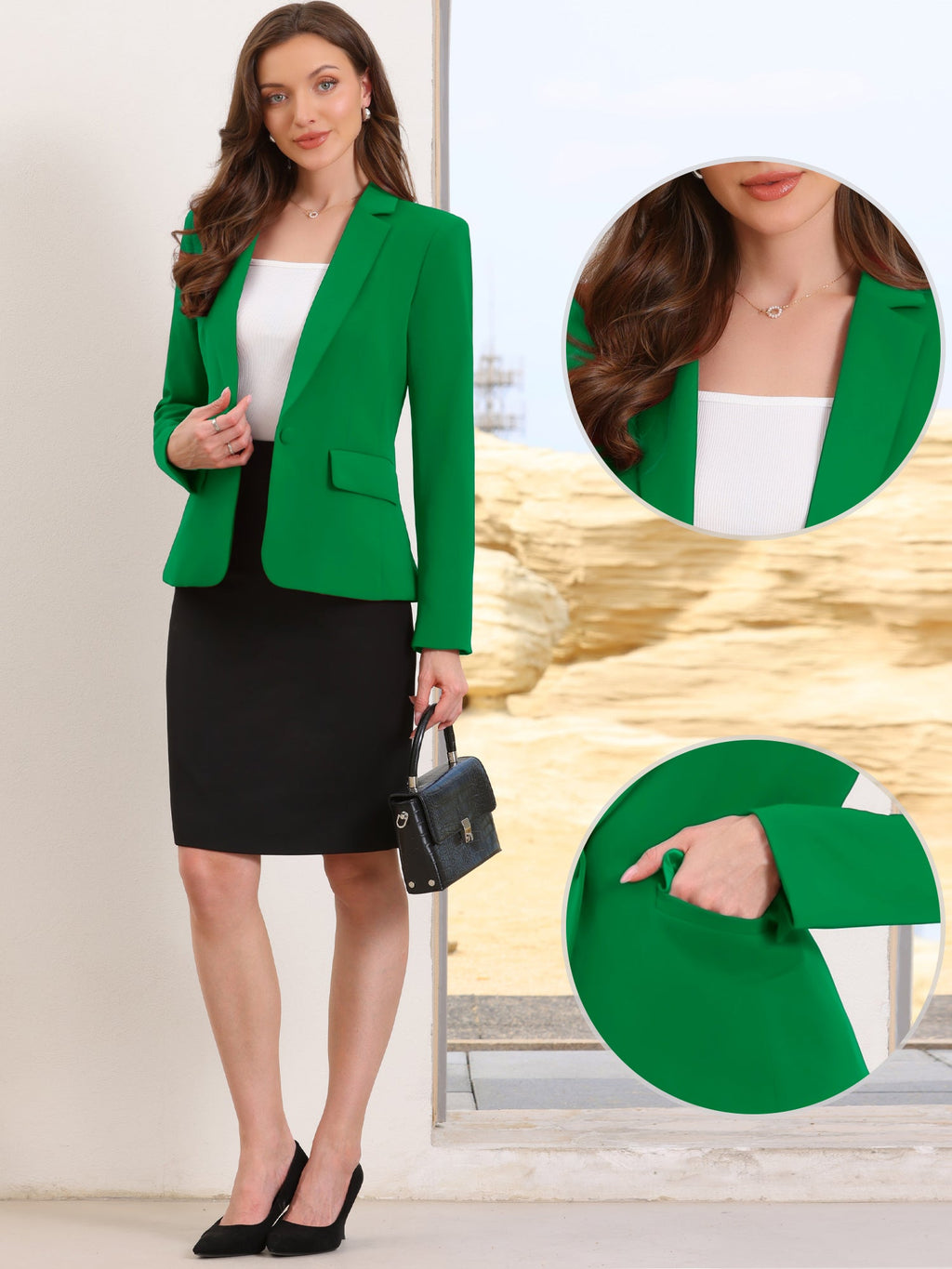 High-Stretch Solid Workwear Blazer
