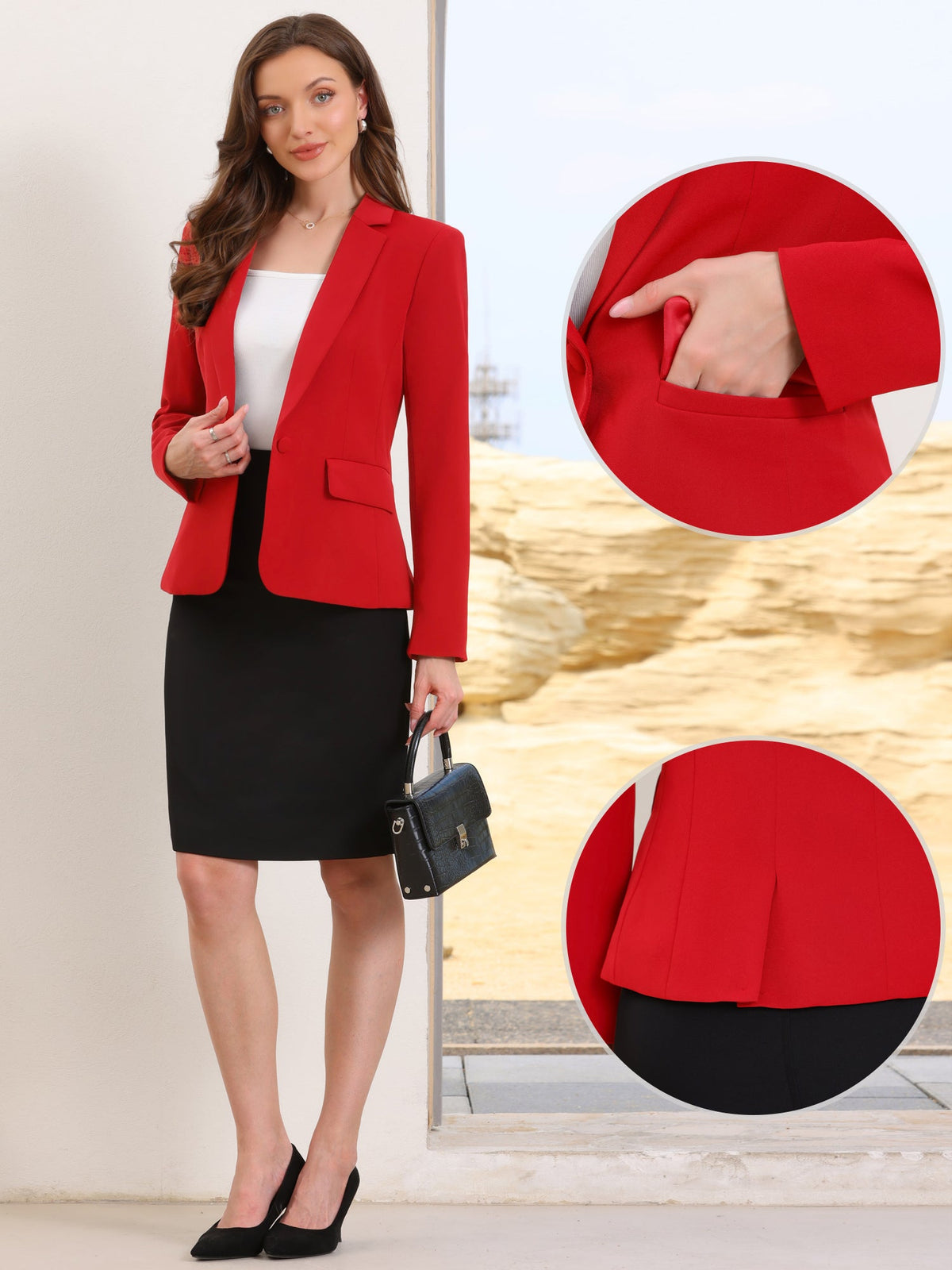 High-Stretch Solid Workwear Blazer