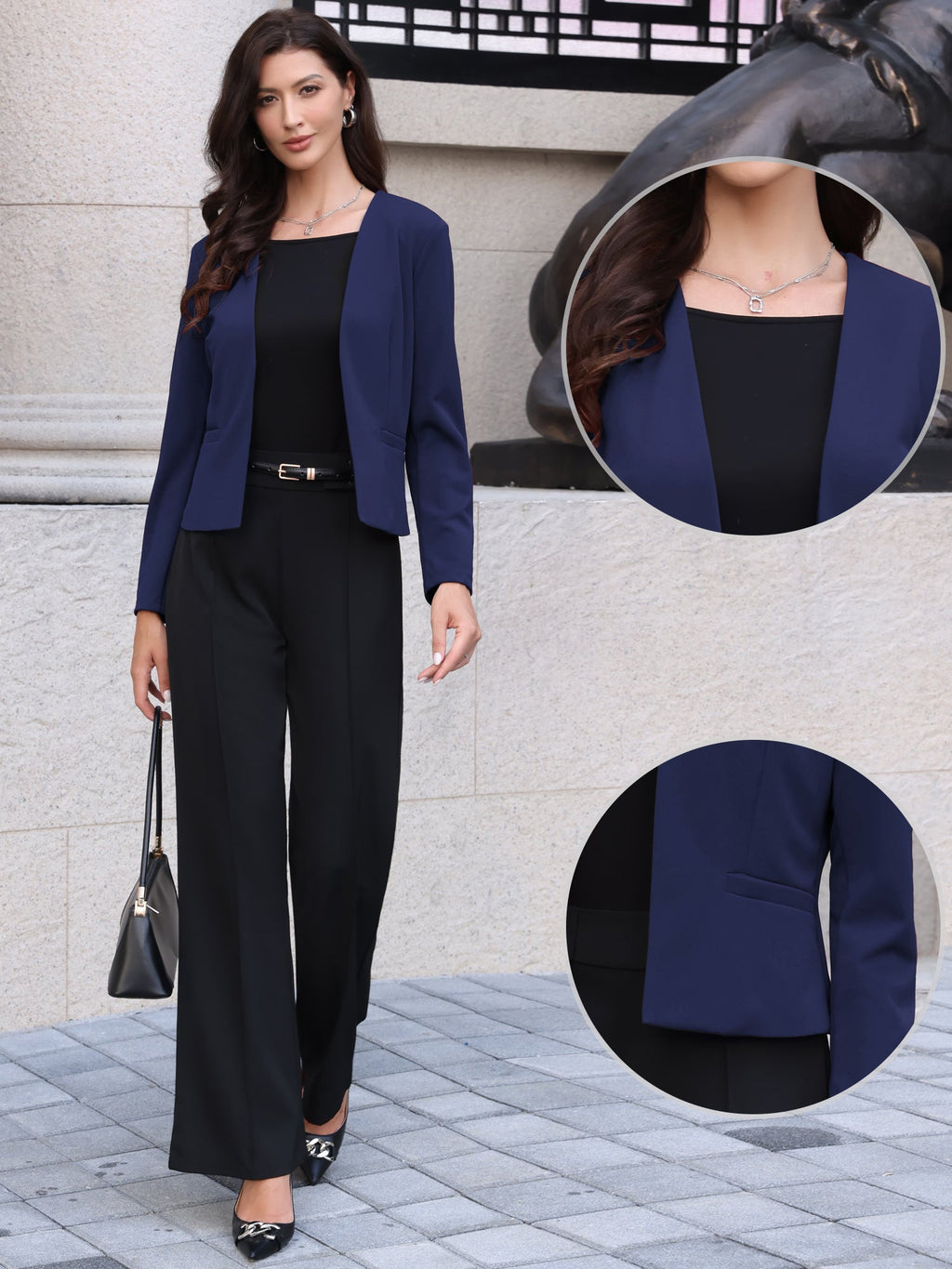Cinched-Pleat Stretch Blazer