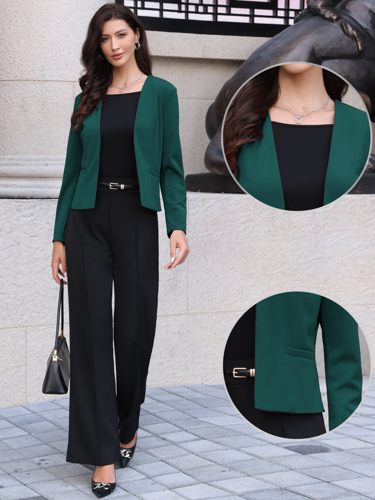 Cinched-Pleat Stretch Blazer